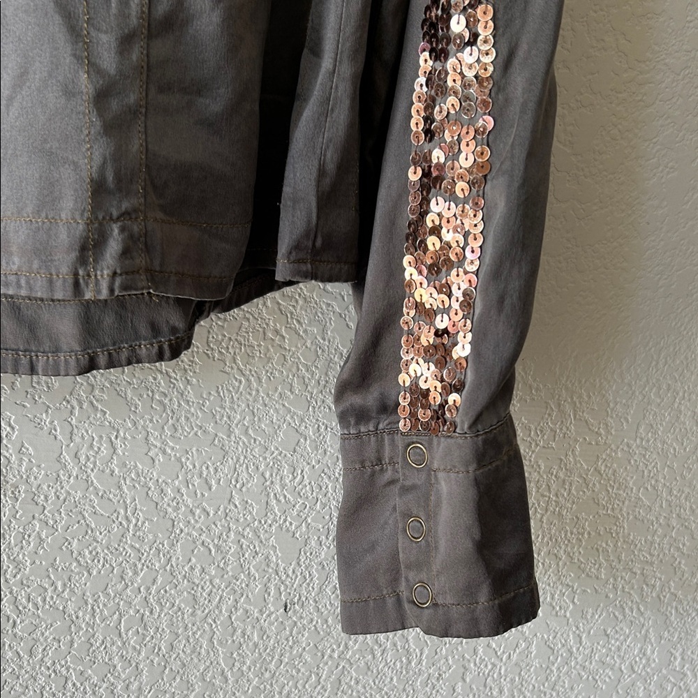 Da-Nang Silk Blouse with Copper Sequin Shoulders size S - Picture 10 of 11
